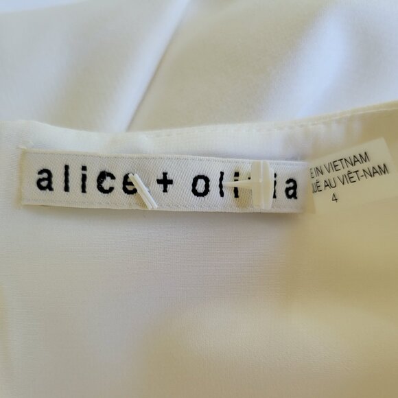 ALICE + OLIVIA Virgin Boat Neck Wrap Belt Dress 4 Off White - Picture 9 of 9